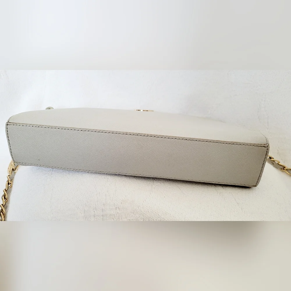 DKNY Bryant Park 100%Cow Saffiano Leather Crossbody Bag Taupe Gray 11